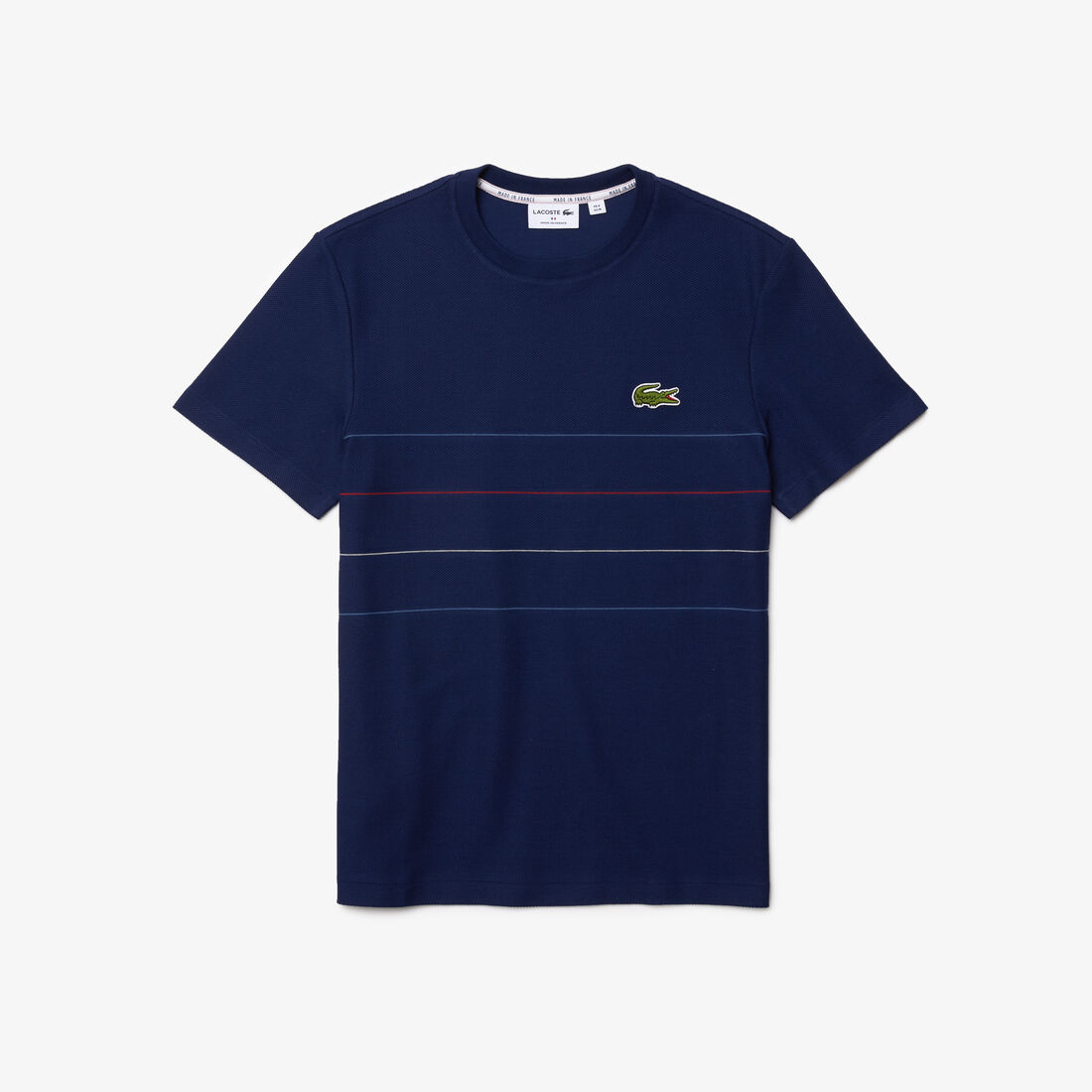 تي شيرت مقلم من القطن العضوي متعرج الملمس للرجال مجموعة Made in France تي شيرت مقلم من القطن العضوي متعرج الملمس للرجال مجموعة Made in France