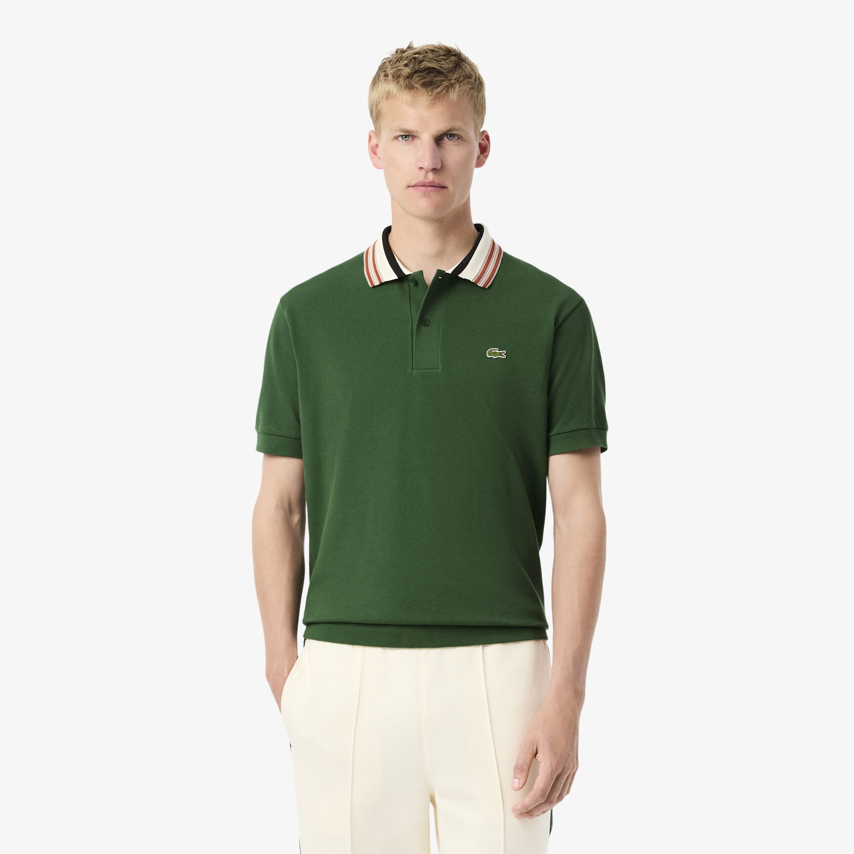French Made Classic Fit Stripe Collar Polo Shirt