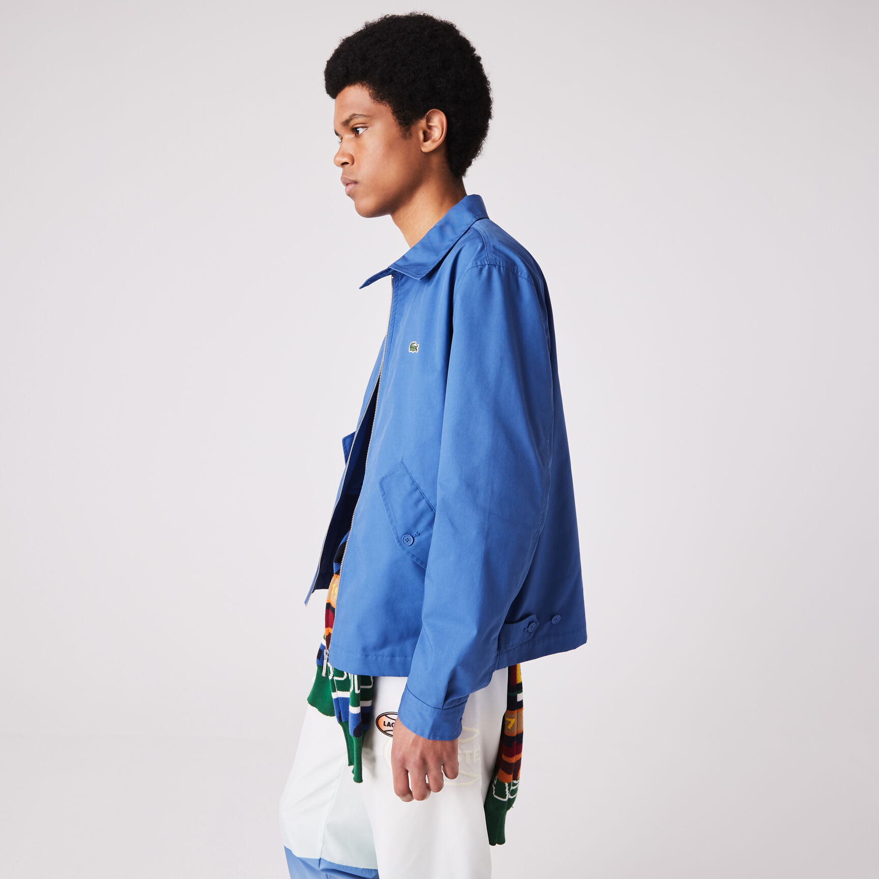 Men's Short Zippered Organic Cotton Gabardine Jacket