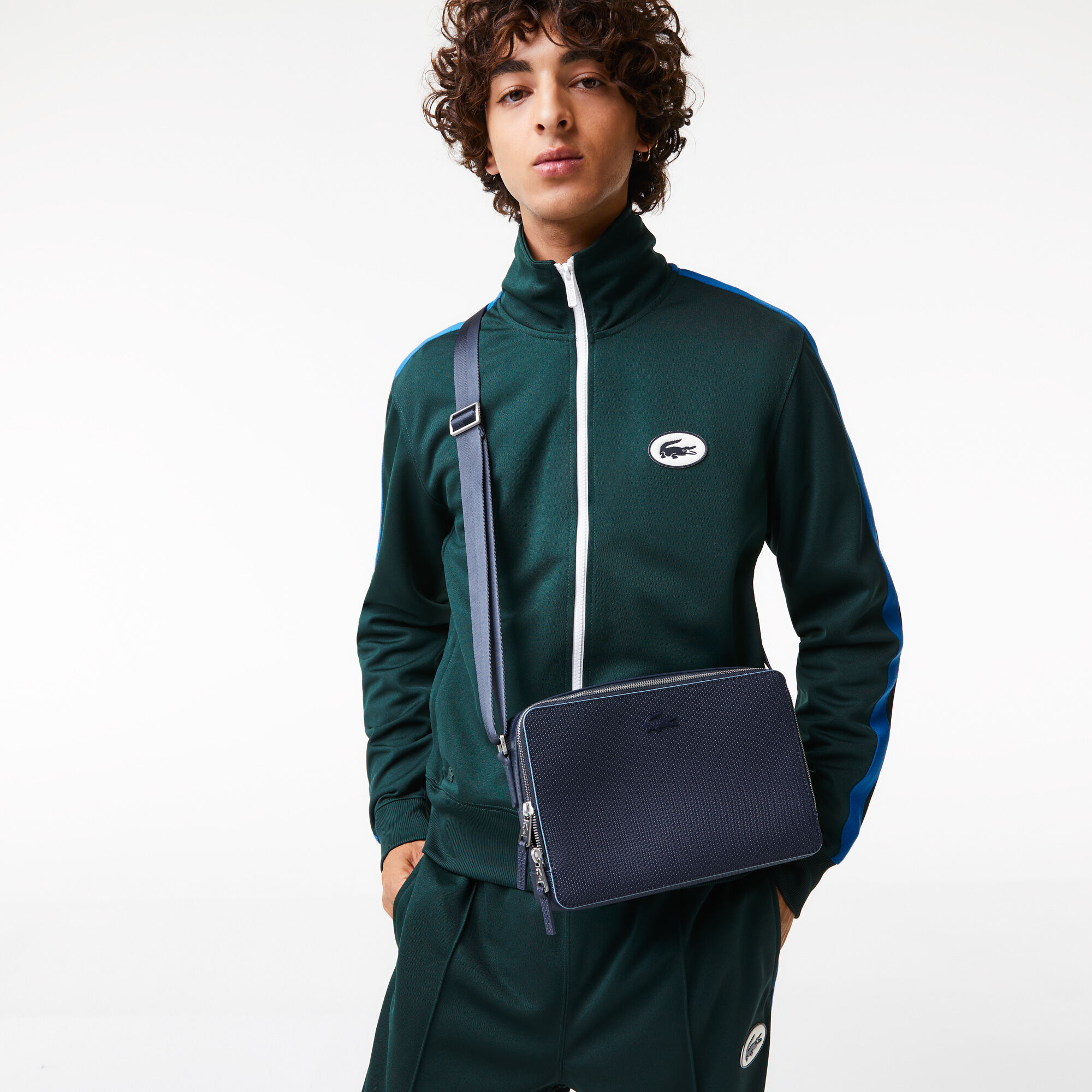 Buy Unisex Chantaco Matte Stitched Leather Zippered Crossbody Bag