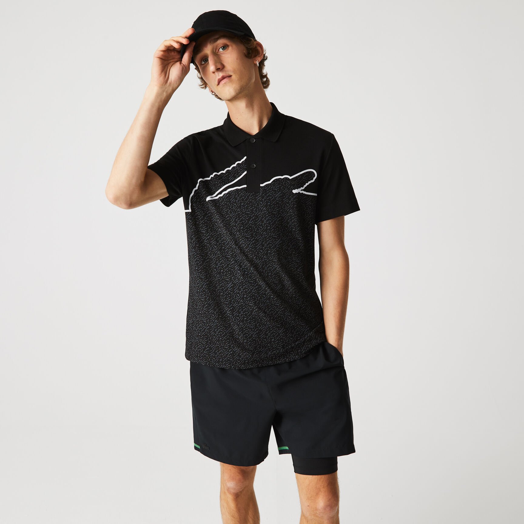 تيشيرت بولو لاكوست مطبوع قطن بيكيه مطاطي بقصة عادية للرجال تيشيرت بولو لاكوست مطبوع قطن بيكيه مطاطي بقصة عادية للرجال