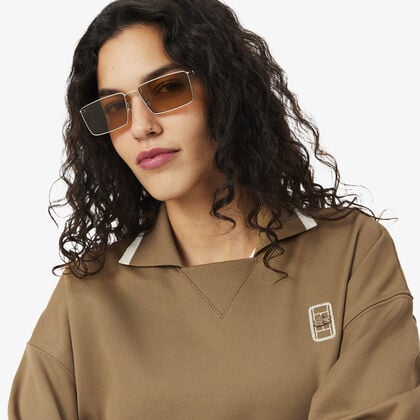 lacoste oversized polo collar pique sweatshirt