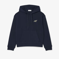 lacoste badge accent fleece hoodie