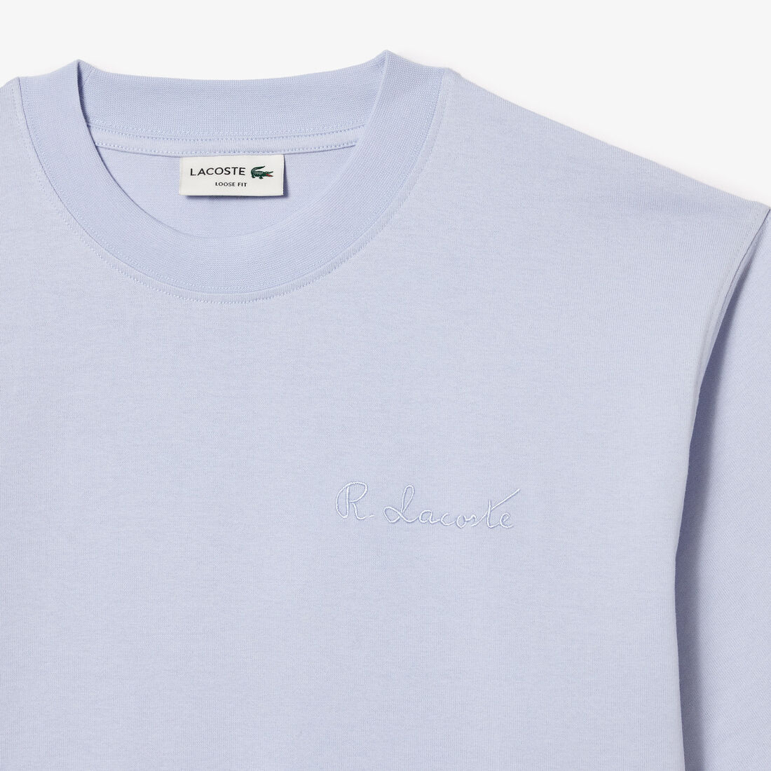 تي شيرت فضفاض بتطريز لاكوست من القطن الثقيل تي شيرت فضفاض بتطريز لاكوست من القطن الثقيل