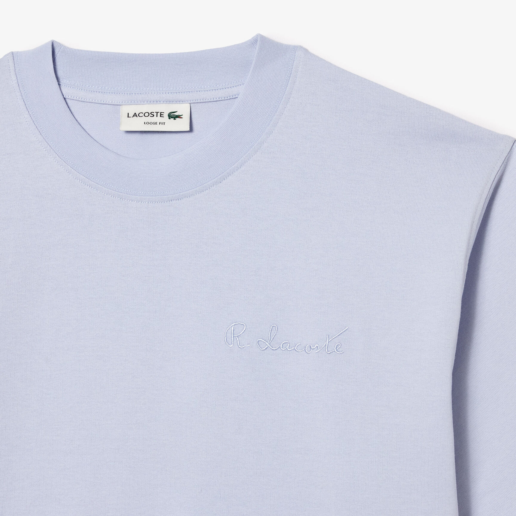 تي شيرت فضفاض بتطريز لاكوست من القطن الثقيل تي شيرت فضفاض بتطريز لاكوست من القطن الثقيل