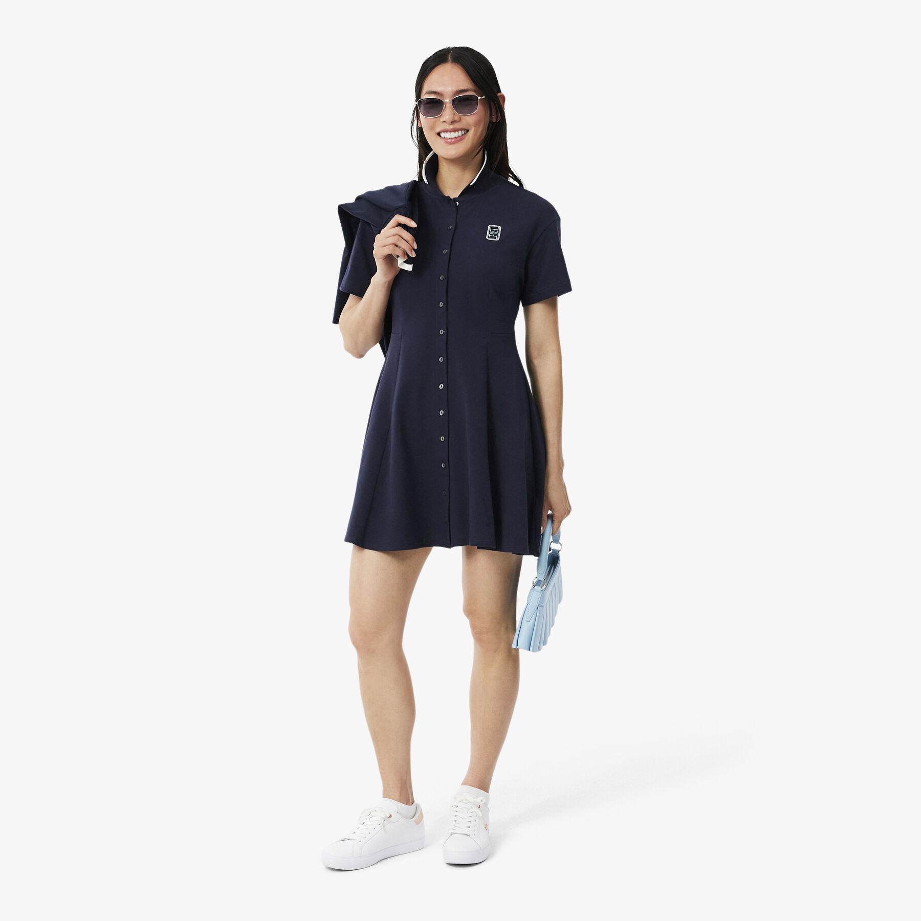 Flared Badge Accent Petit Pique Dress Flared Badge Accent Petit Pique Dress