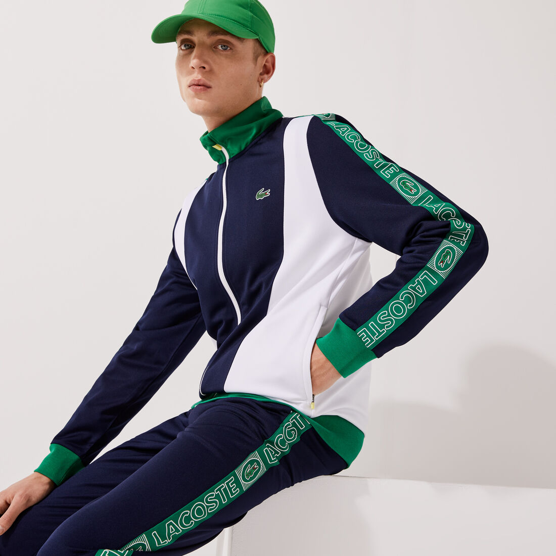 جاكيت مقسم بألوان بشريط شعار الماركة للرجال مجموعة Lacoste SPORT