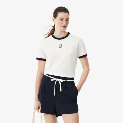 lacoste embroidered badge jersey t shirt