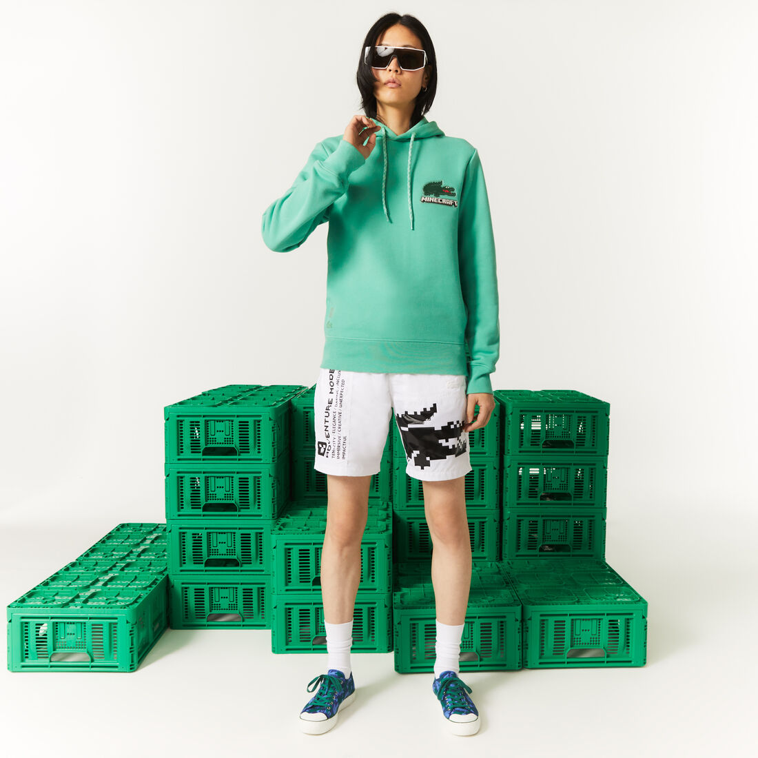 هودي صوف قطني للجنسين مجموعة Lacoste x Minecraft هودي صوف قطني للجنسين مجموعة Lacoste x Minecraft