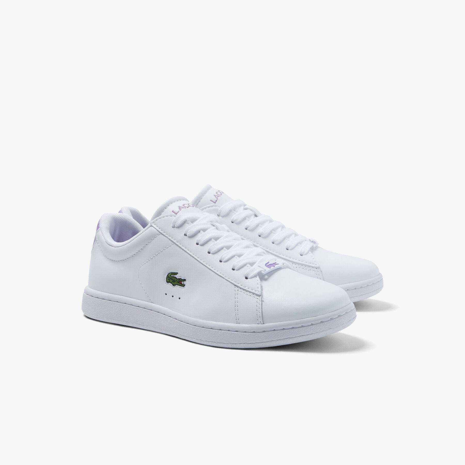 women s lacoste carnaby leather popped heel sneakers