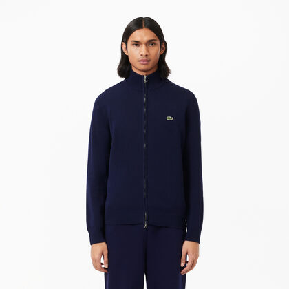 Zipped High Neck Cotton Sweater