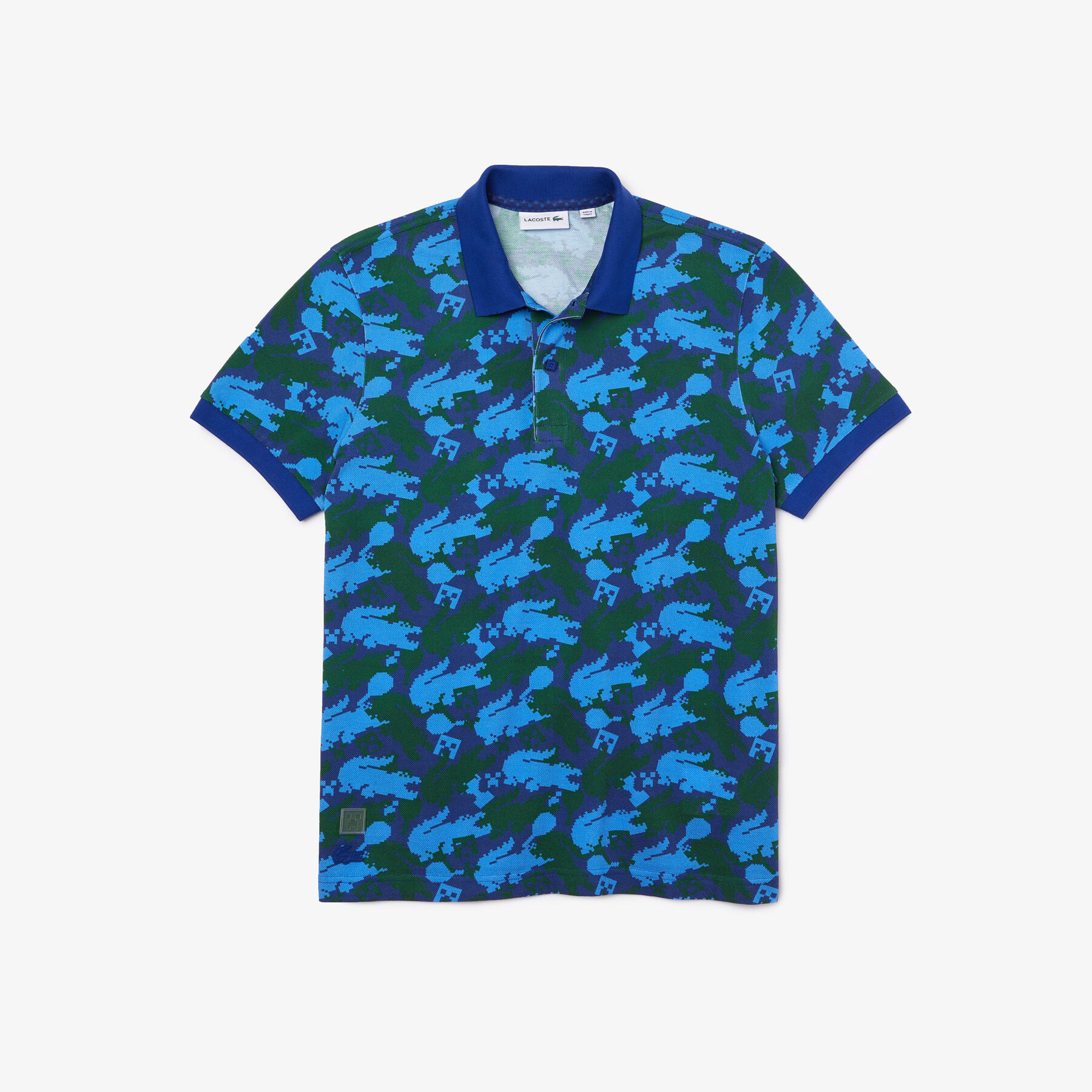 تيشيرت بولو مطبوع قطن عضوي بقصة كلاسيكية للجنسين مجموعة Lacoste x Minecraft