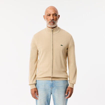 Zipped High Neck Cotton Sweater