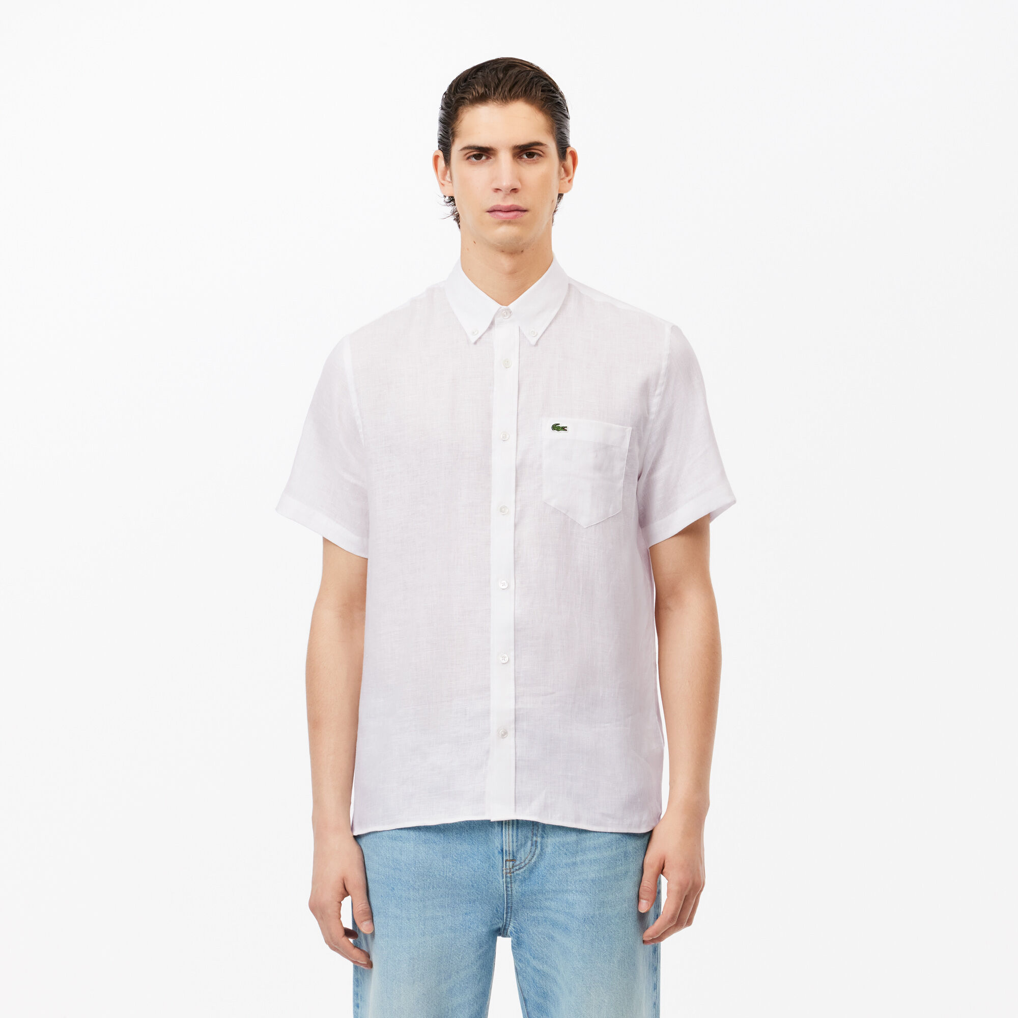Lacoste linen short sleeve shirt clearance