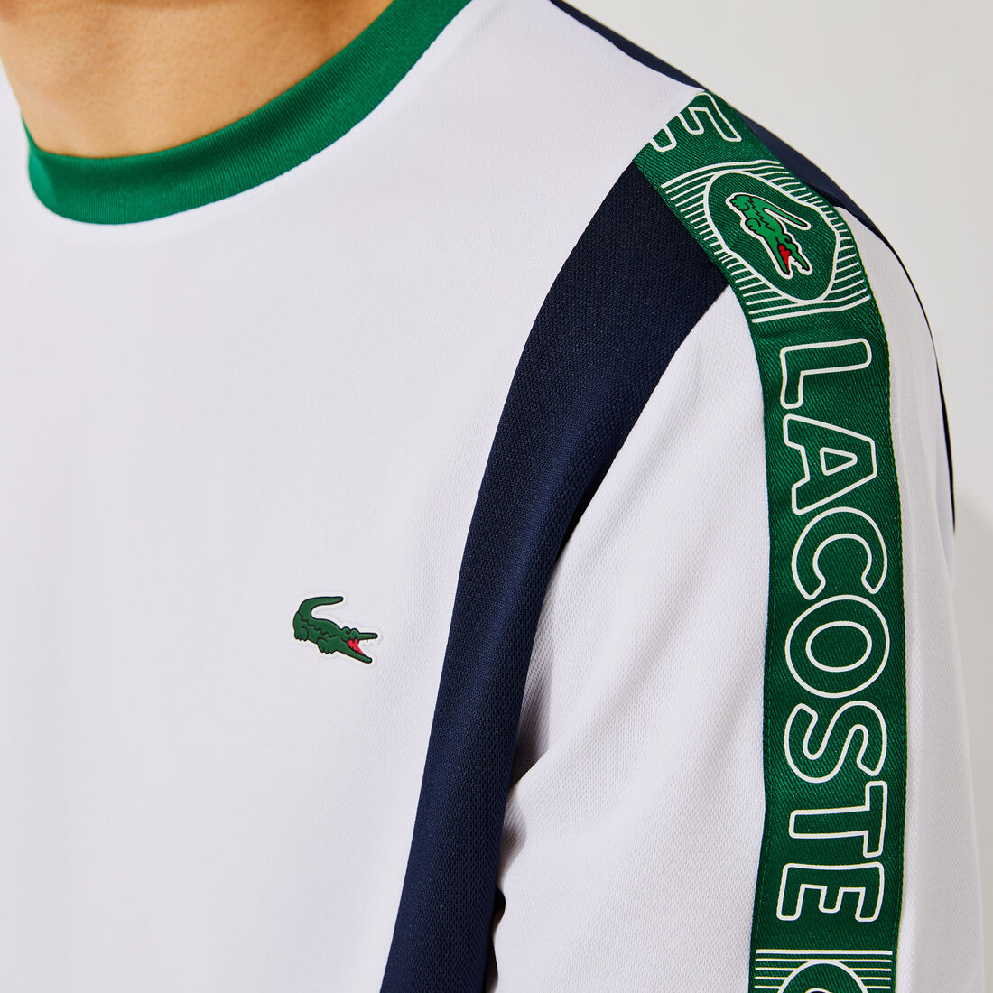 تيشيرت بيكيه بأشرطة شعار الماركة للرجال مجموعة Lacoste SPORT تيشيرت بيكيه بأشرطة شعار الماركة للرجال مجموعة Lacoste SPORT