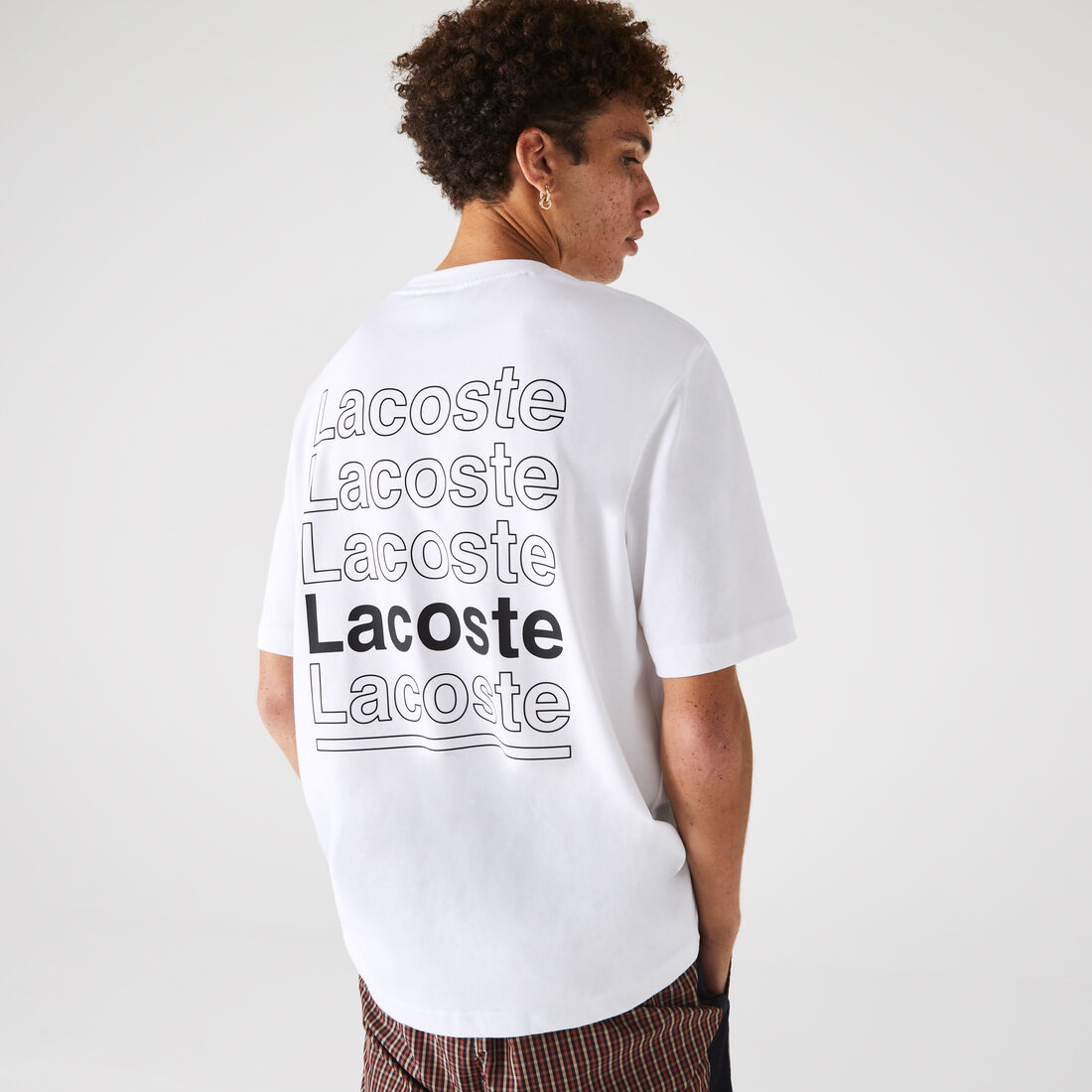 تيشيرت رجالي من القطن مطبوع بقصة فضفاضة من مجموعة Lacoste L!VE تيشيرت رجالي من القطن مطبوع بقصة فضفاضة من مجموعة Lacoste L!VE
