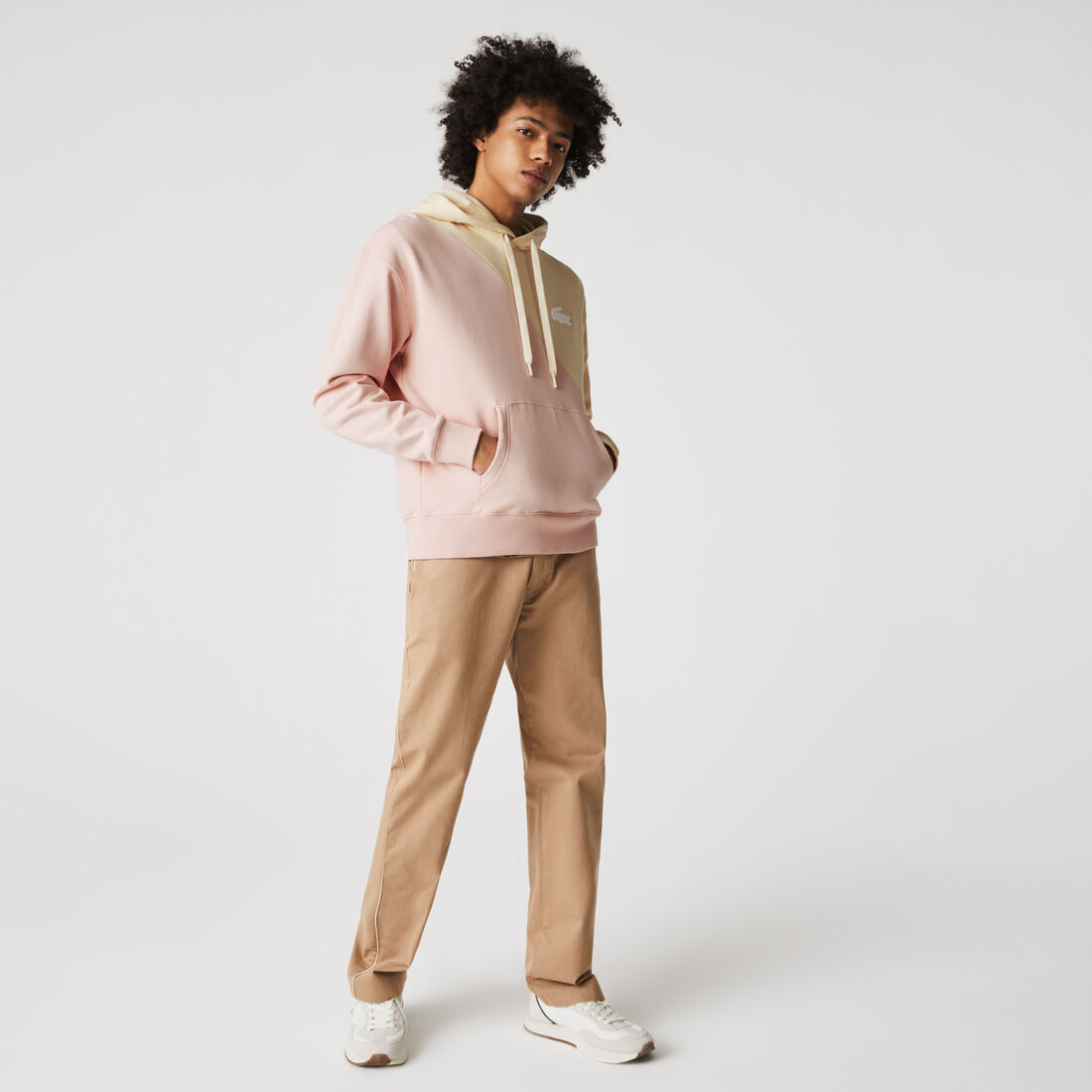 Unisex Lacoste LIVE Loose Fit Hooded Bicolour Fleece Sweatshirt Unisex Lacoste LIVE Loose Fit Hooded Bicolour Fleece Sweatshirt