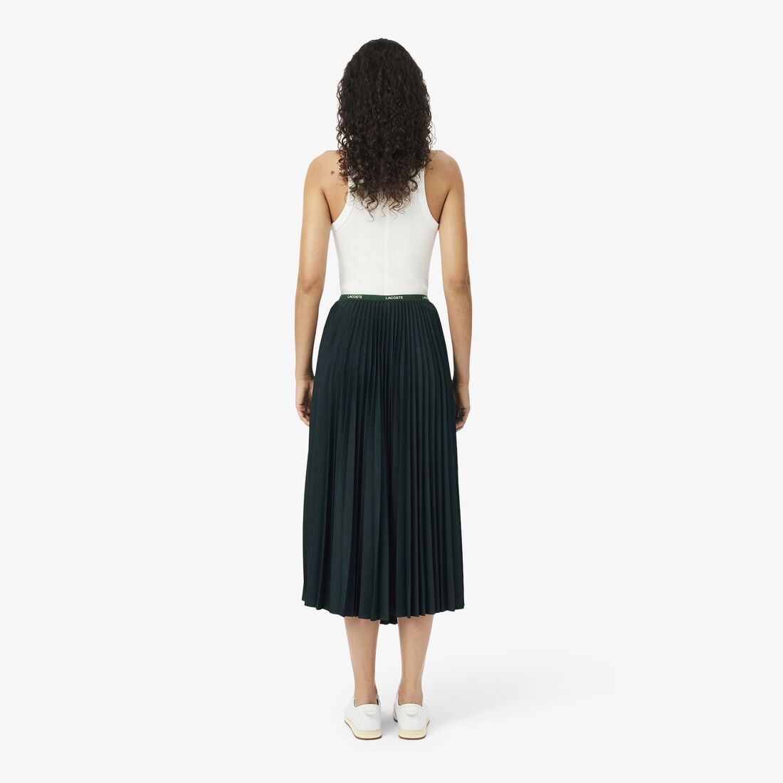 lacoste long pleated elasticated waist skirt