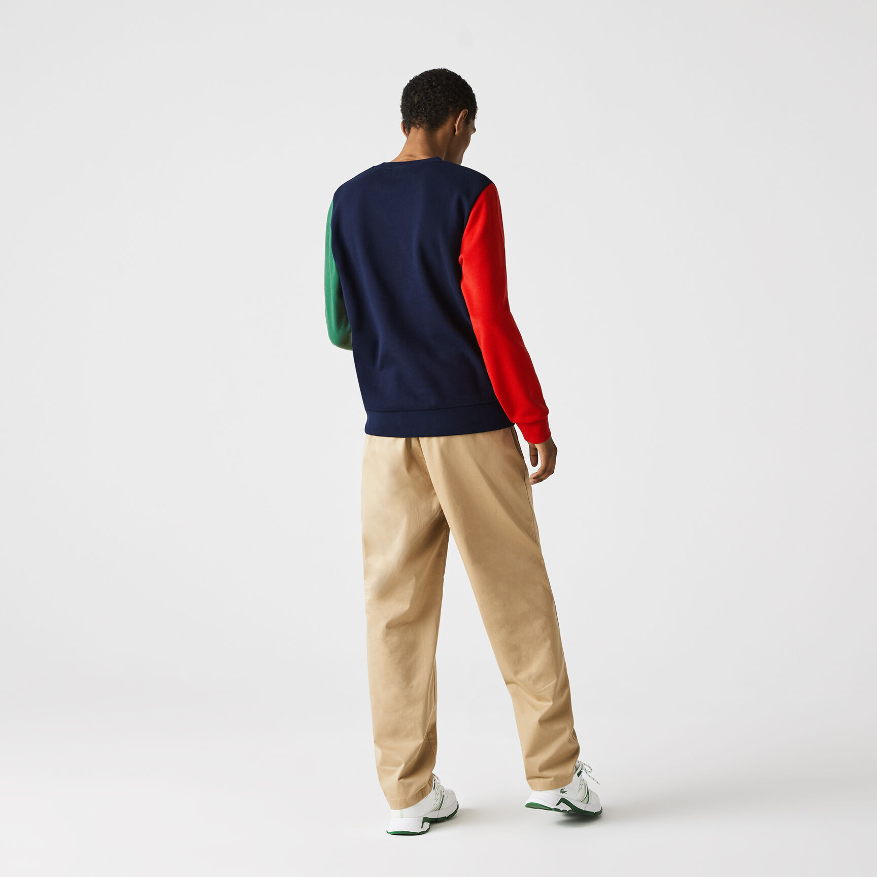 Men's Crew Neck Colour-block Cotton Fleece Sweatshirt