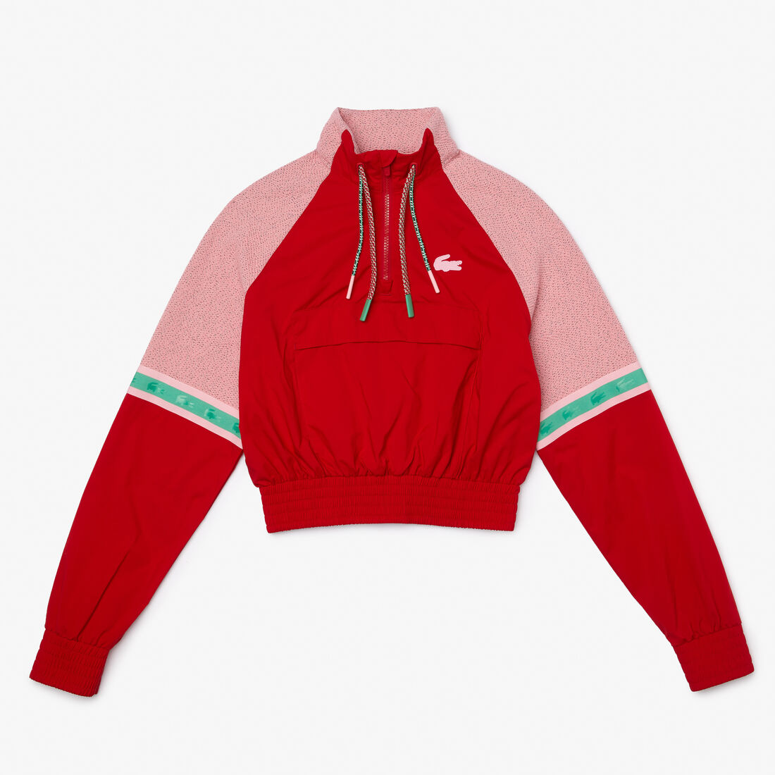 سويت شيرت قصير بقصة فضفاضة مقسم بألوان للنساء مجموعة Lacoste Sport