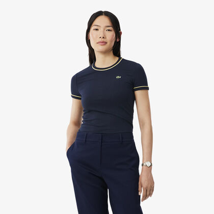 lacoste contrast trim jersey t shirt