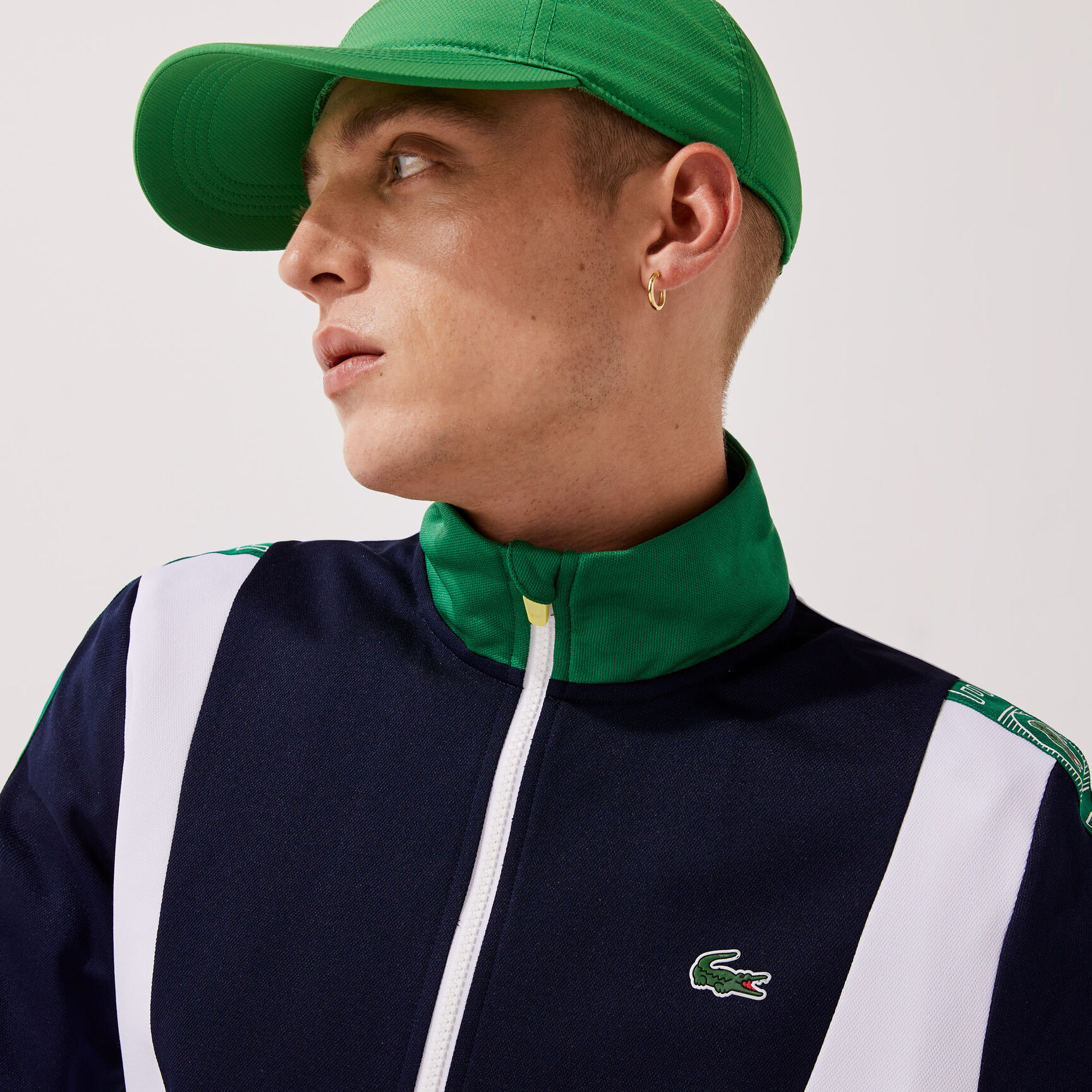 جاكيت مقسم بألوان بشريط شعار الماركة للرجال مجموعة Lacoste SPORT جاكيت مقسم بألوان بشريط شعار الماركة للرجال مجموعة Lacoste SPORT