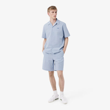 lacoste cotton seersucker shorts