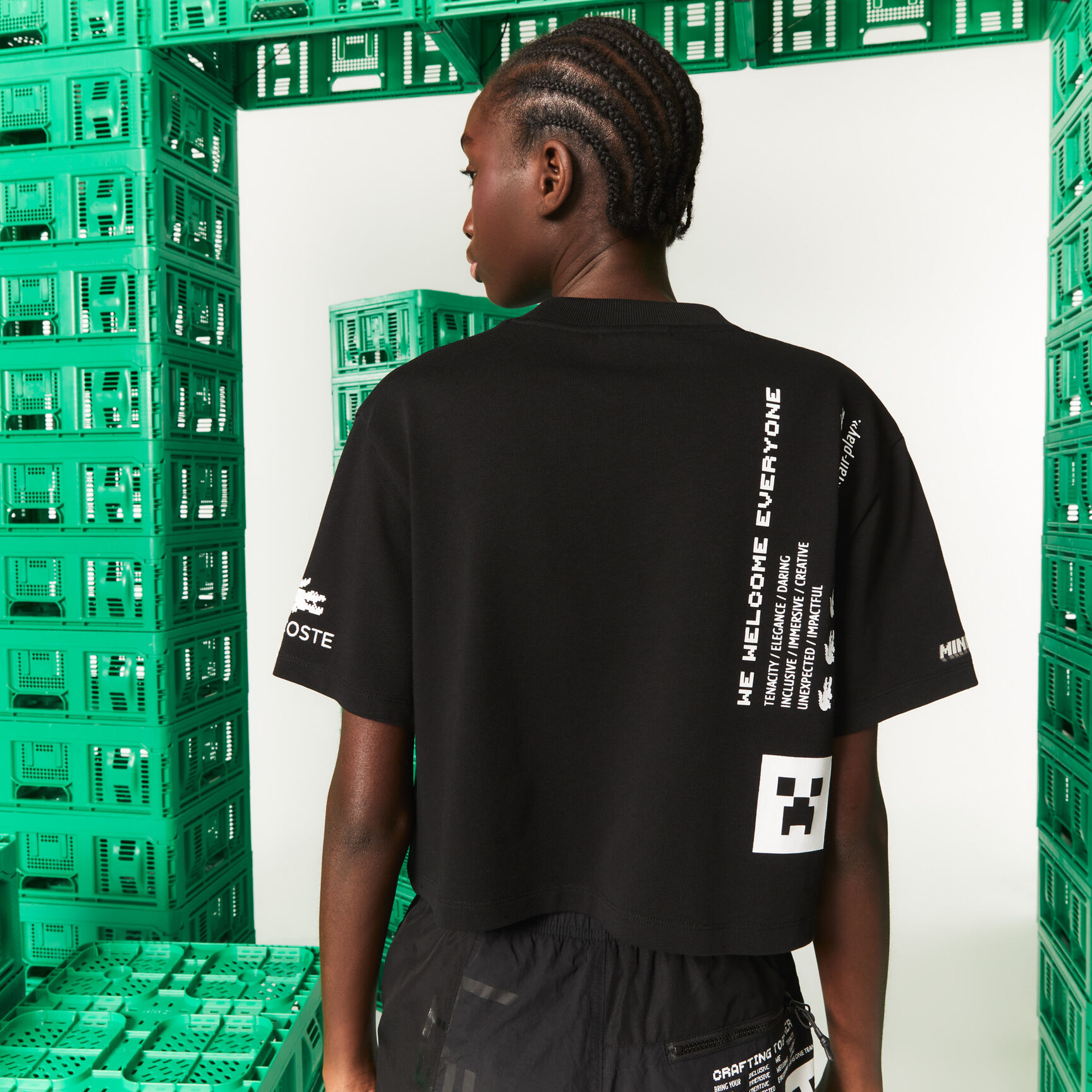 تيشيرت قطن عضوي قصير للنساء مجموعة Lacoste L!VE x Minecraft تيشيرت قطن عضوي قصير للنساء مجموعة Lacoste L!VE x Minecraft