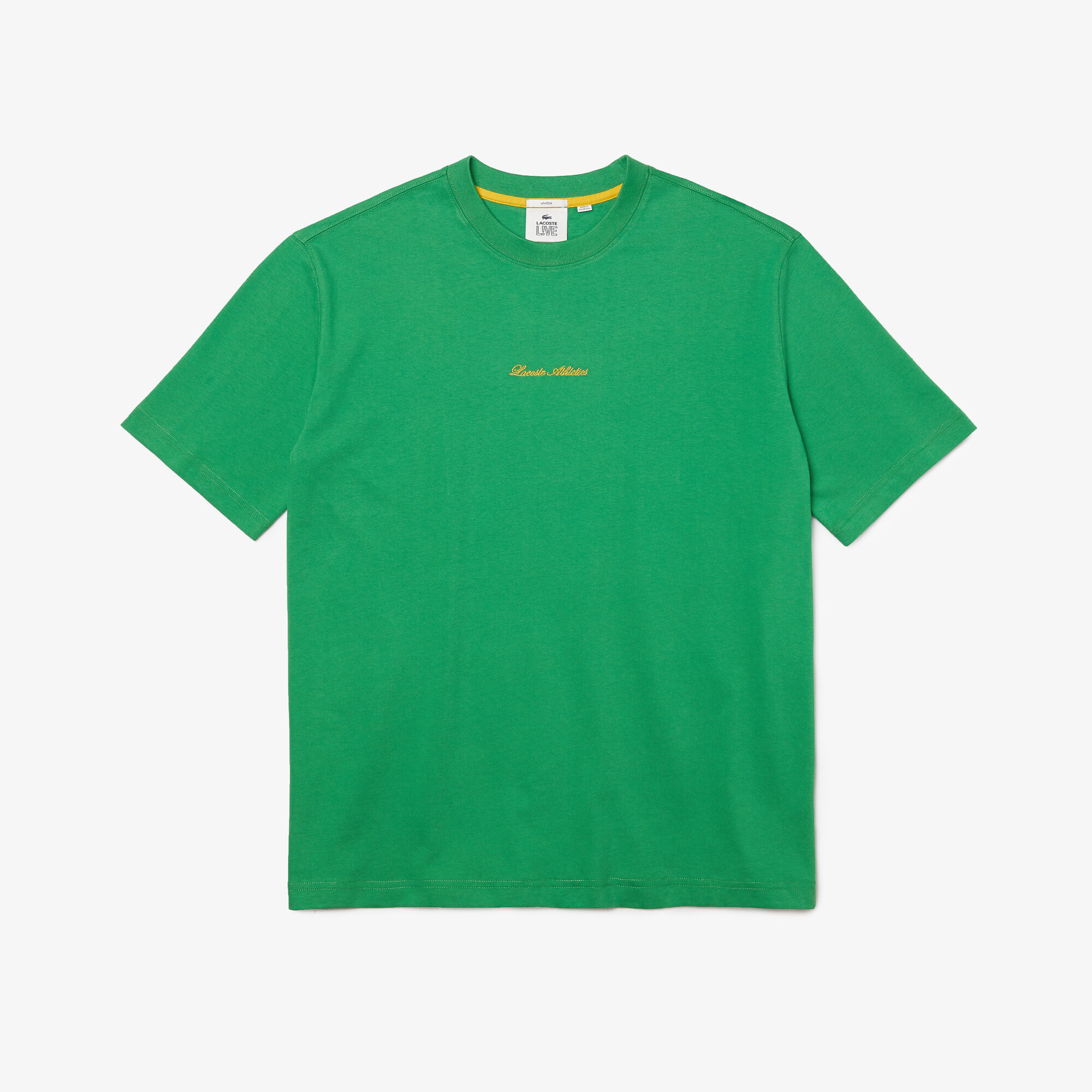 Unisex Lacoste LIVE Loose Fit Golden Embroidery Cotton T-shirt Unisex Lacoste LIVE Loose Fit Golden Embroidery Cotton T-shirt
