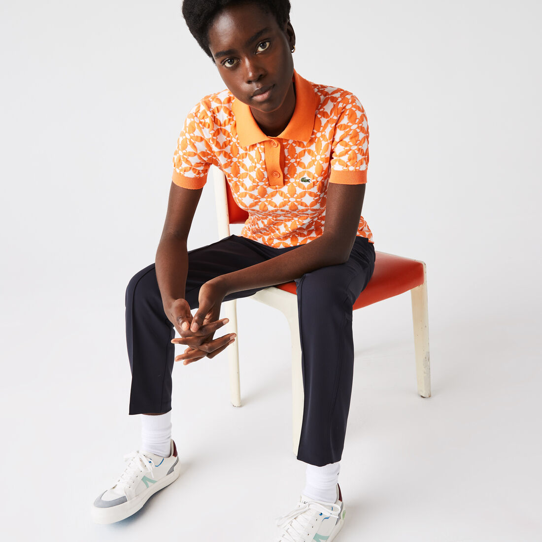 Women's Lacoste L!VE Slim Fit Vintage Design Jacquard Polo Shirt