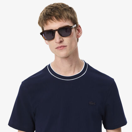 Stretch Pique Stripe Collar T-shirt Stretch Pique Stripe Collar T-shirt
