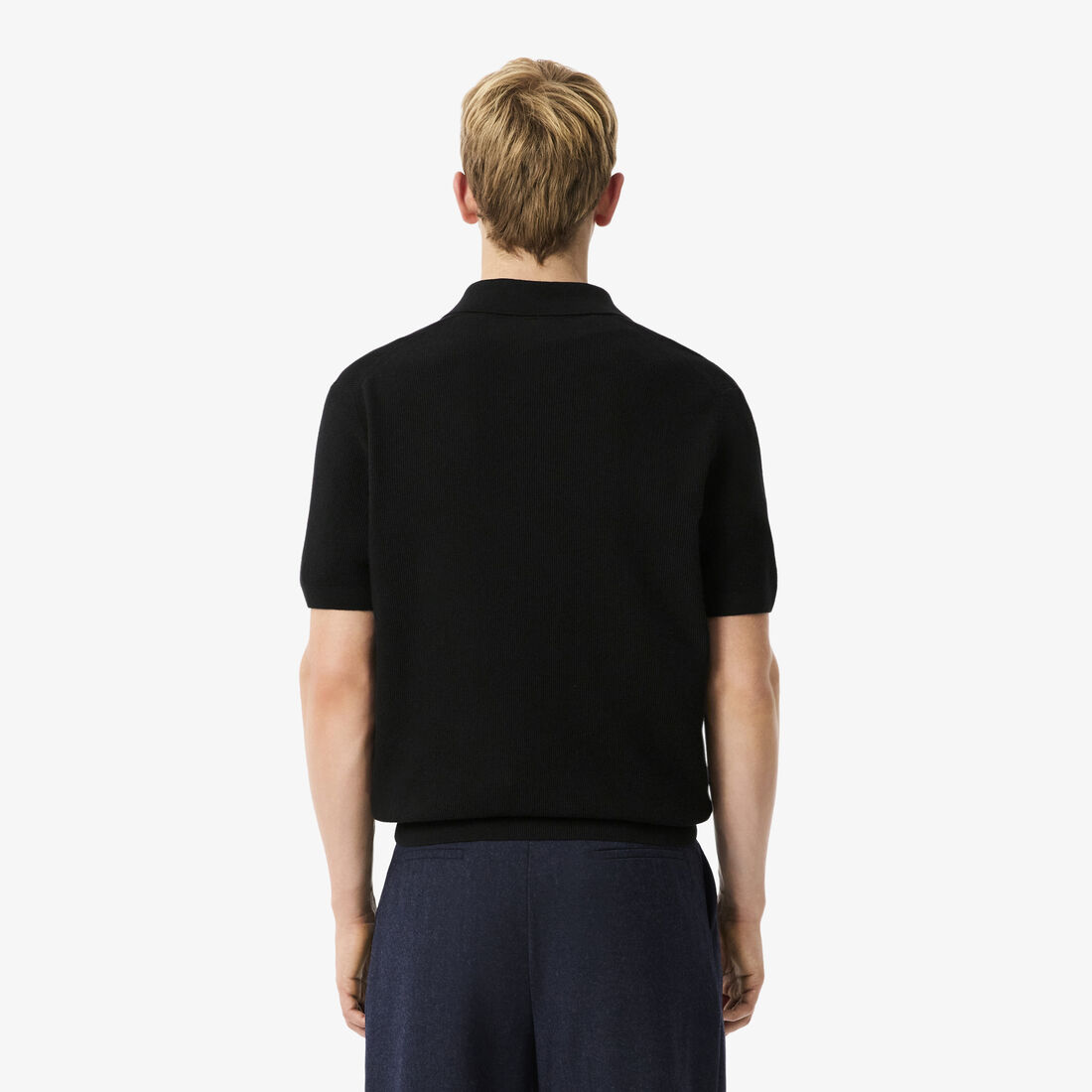 Cotton Blend Open Polo Collar Sweater Cotton Blend Open Polo Collar Sweater