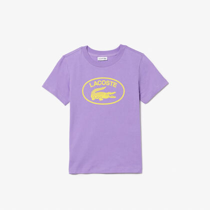 Kids' Lacoste Contrast Branded Cotton Jersey T-shirt