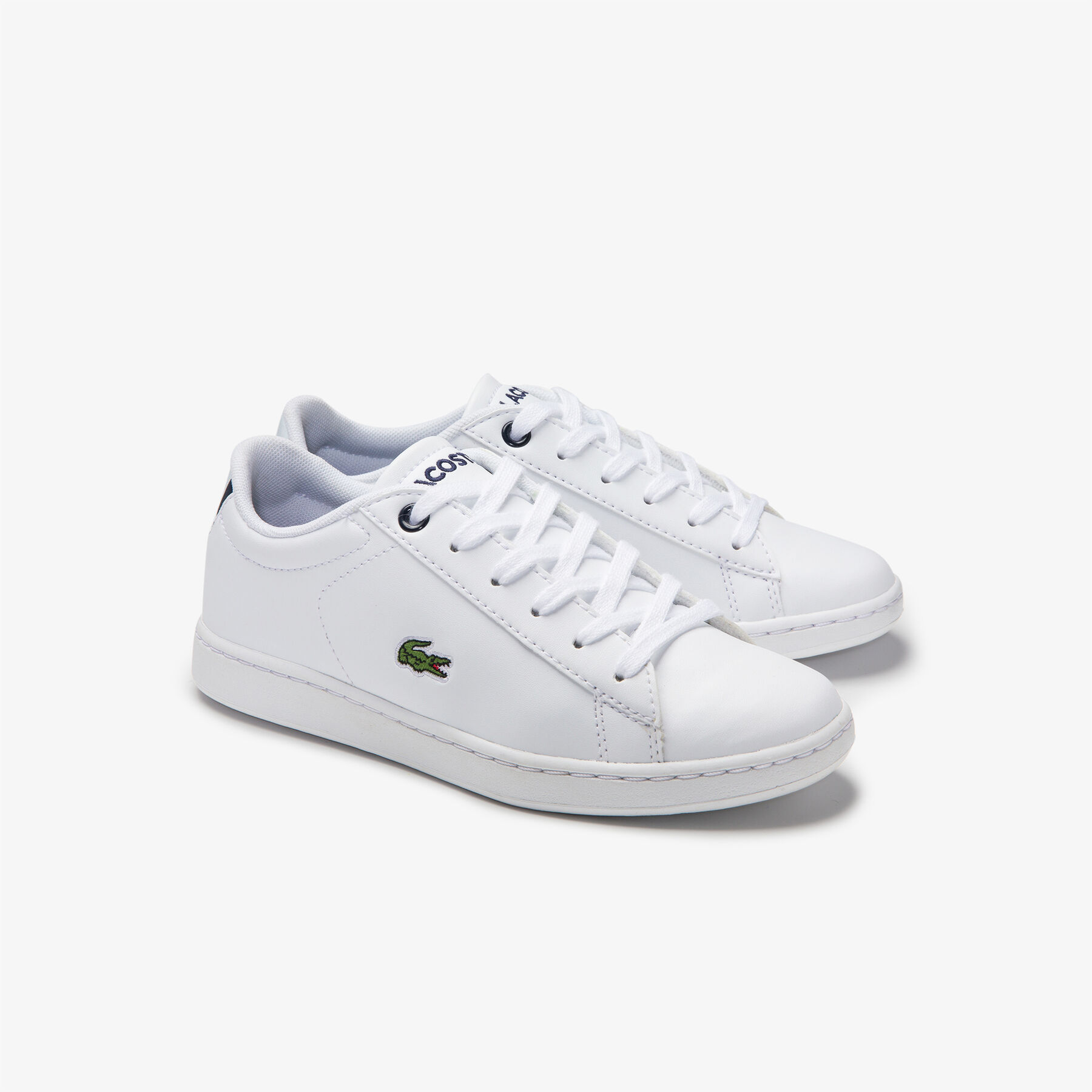 lacoste children s carnaby evo mesh lined tonal synthetic trainers