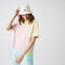 لاكوست تي شيرت قطن للنساء ثنائي اللون قصة فضفاضة مجموعة lacoste live