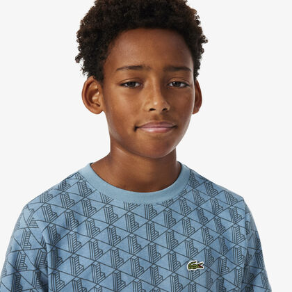 lacoste monogram print t shirt