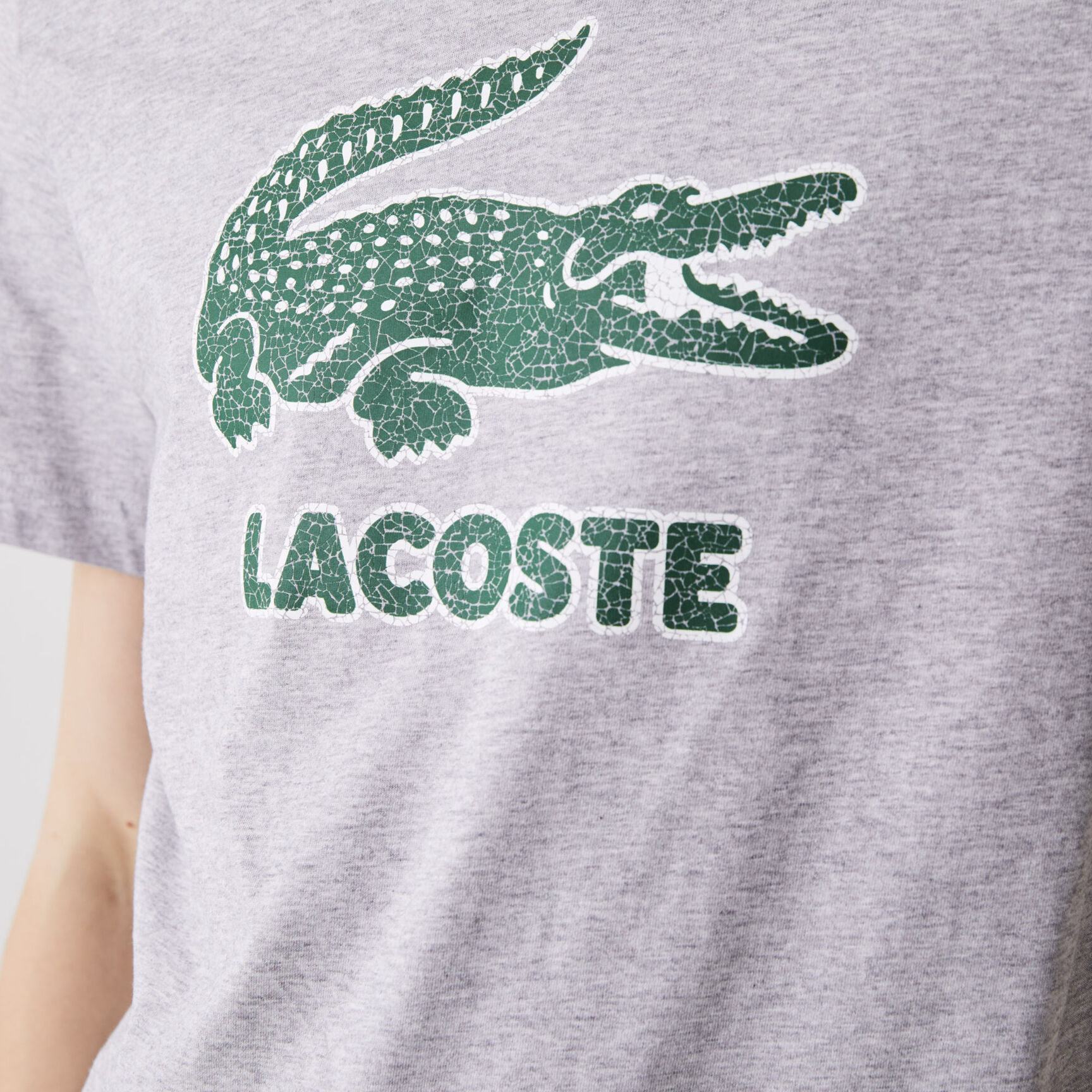 Men&rsquo;s Crew Neck Crackled Logo Print Cotton T-shirt