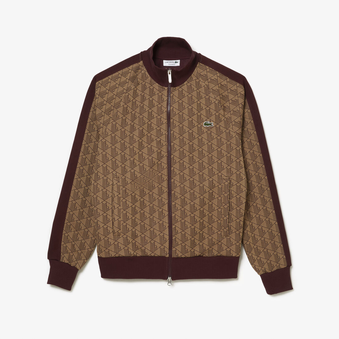 Men's Regular Fit Monogram Print Zip Sweatshirt