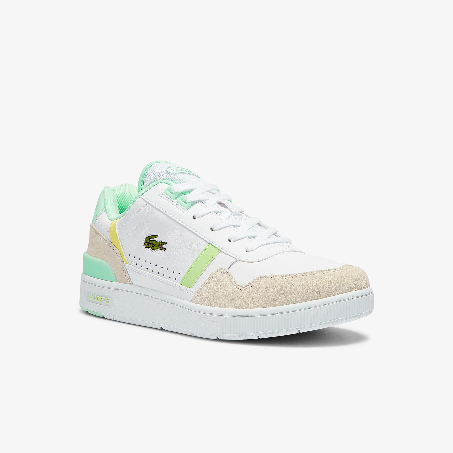 Men's T-Clip Leather Citrus Accent Trainers lacoste men s t clip leather citrus accent trainers
