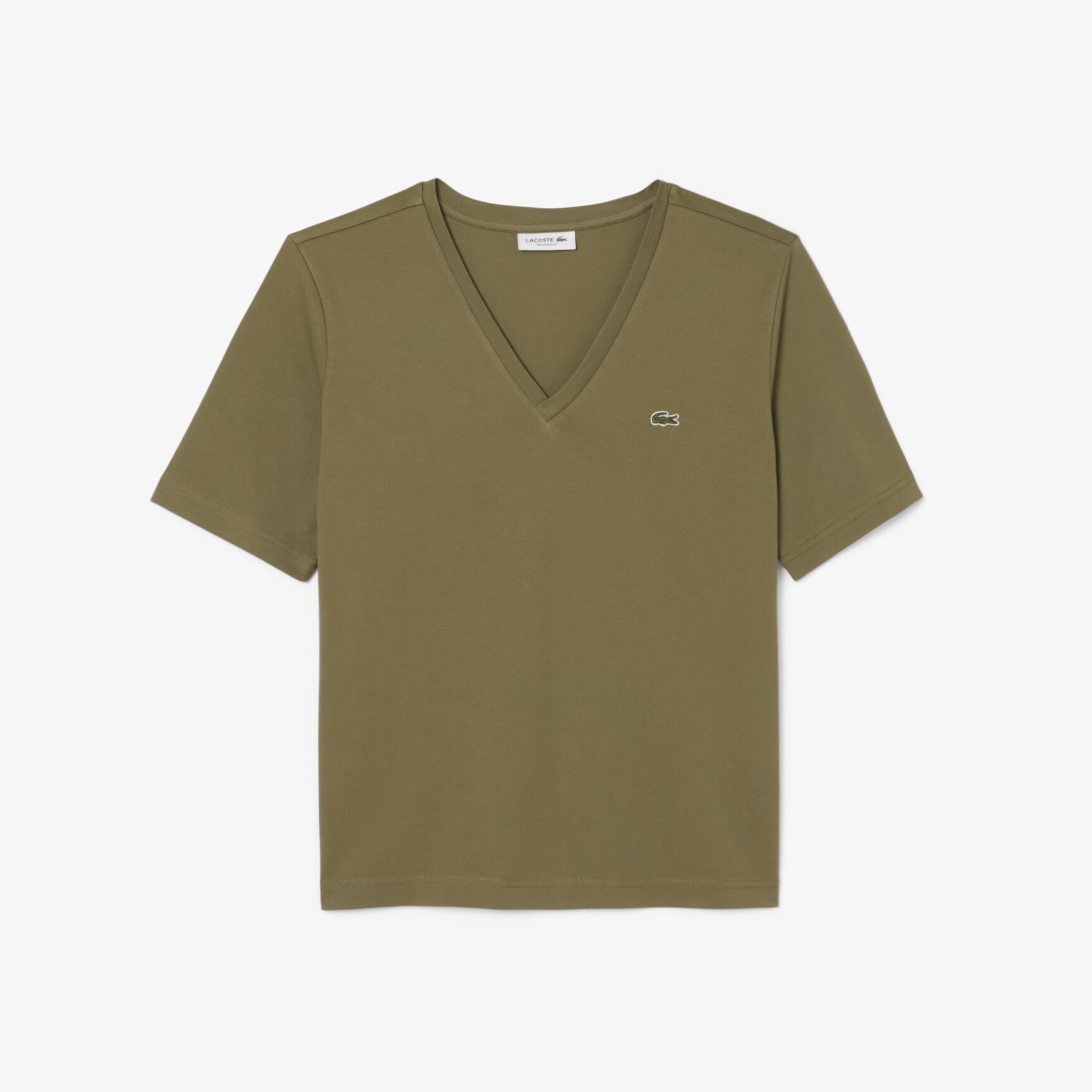 تي شيرت مريح من القطن الناعم برقبة على شكل حرف V