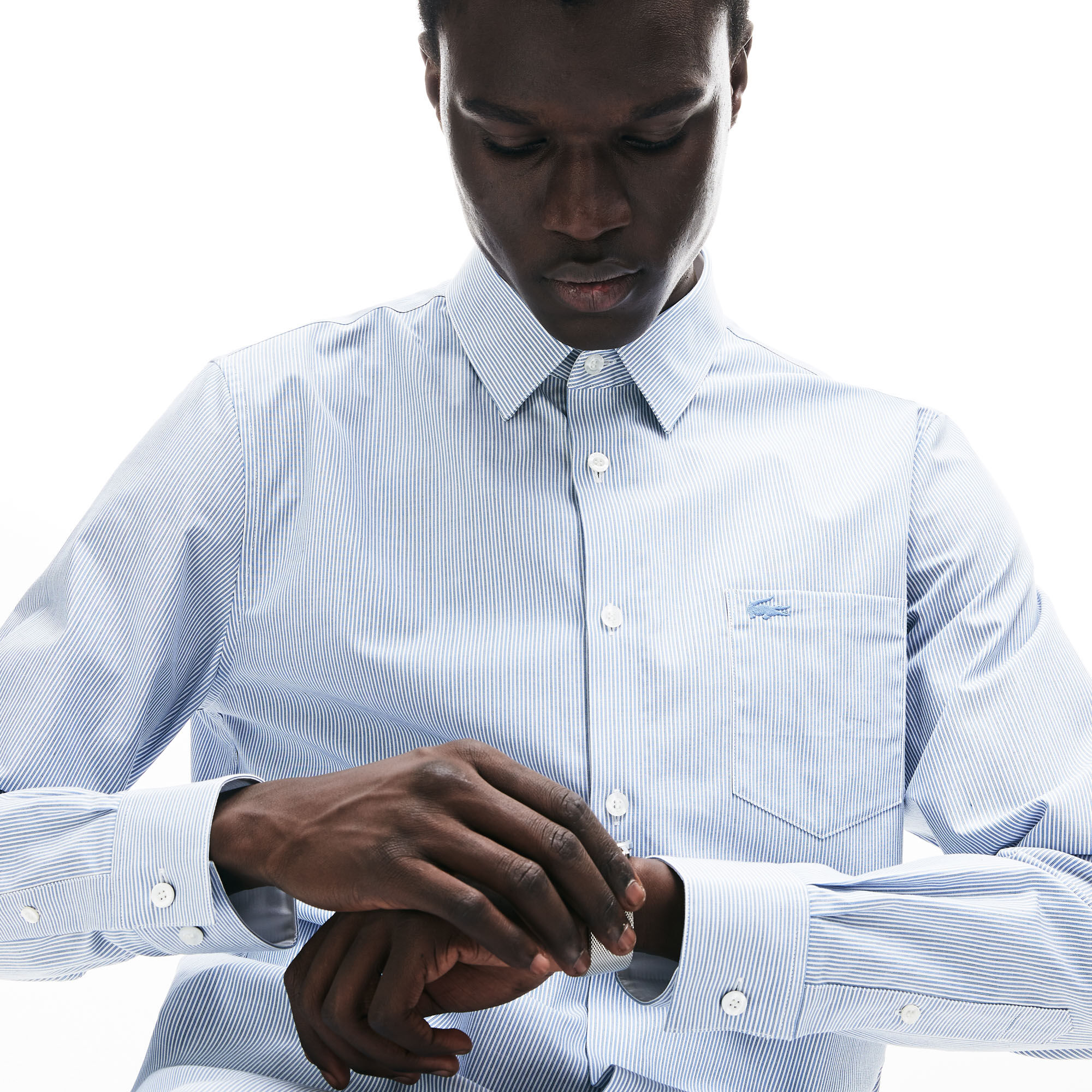 Men's Regular Fit Vertically Striped Cotton Poplin Shirt Men's Regular Fit Vertically Striped Cotton Poplin Shirt