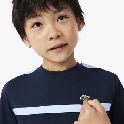 lacoste cotton colour block t shirt