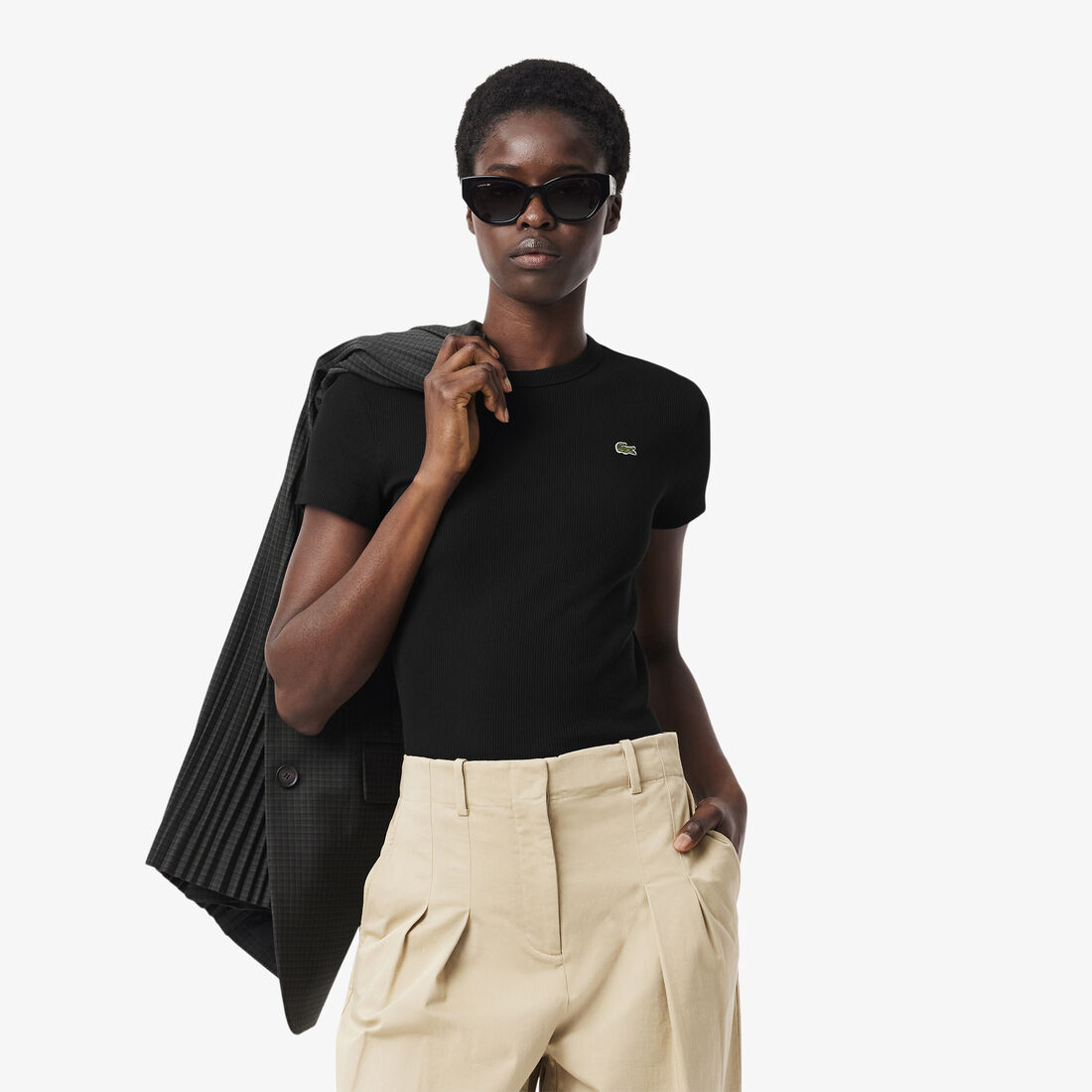 Slim Fit Ribbed Cotton T-shirt