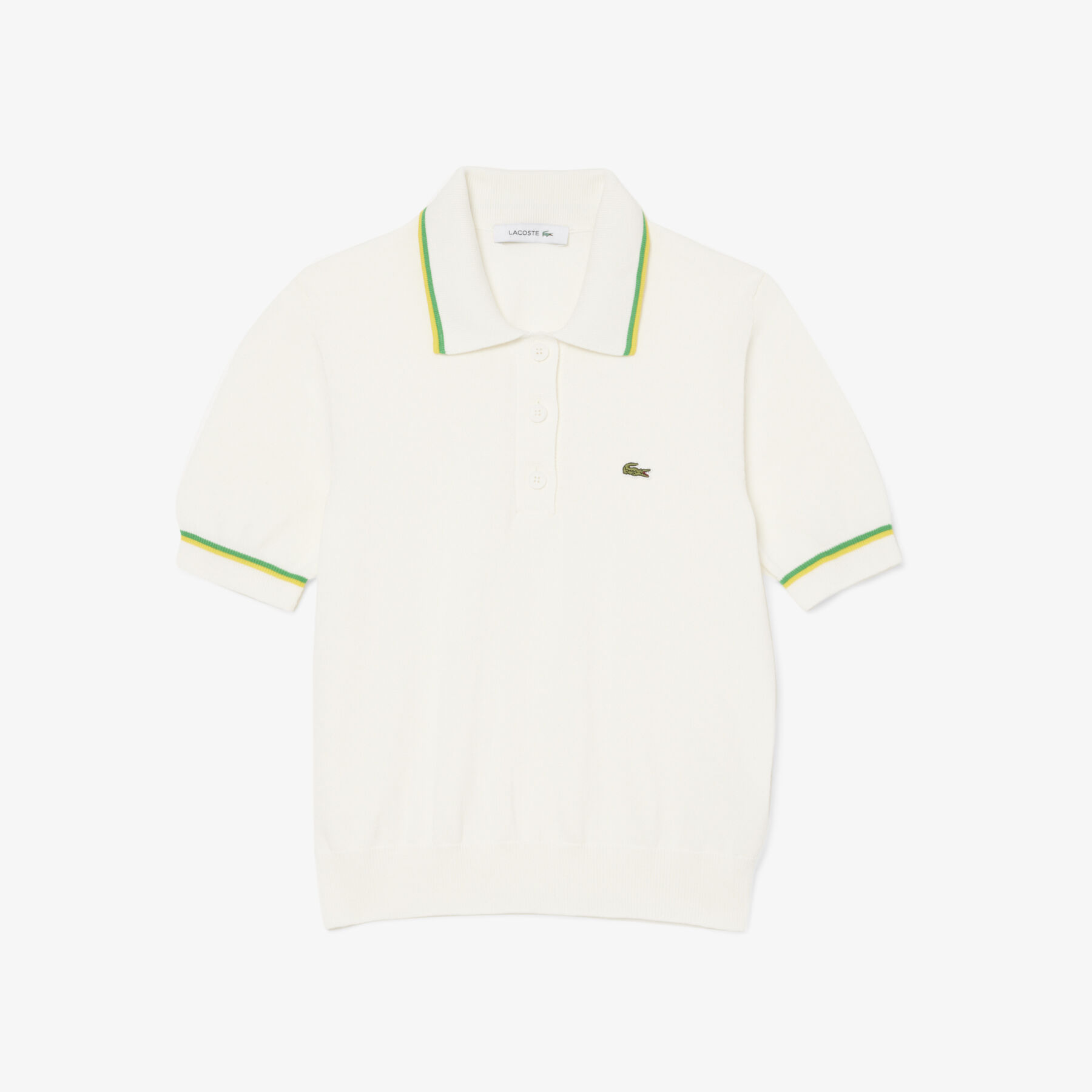 lacoste cropped 3d seamless stretch cotton polo shirt