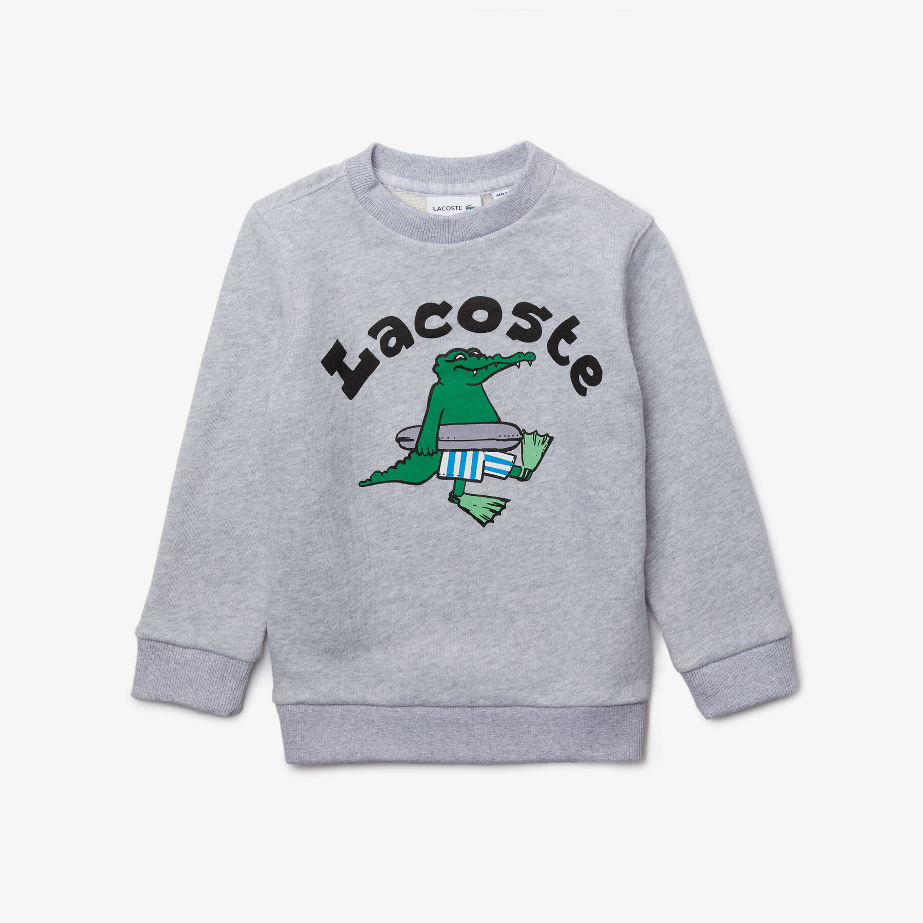 lacoste boys  crew neck fun crocodile design cotton sweatshirt