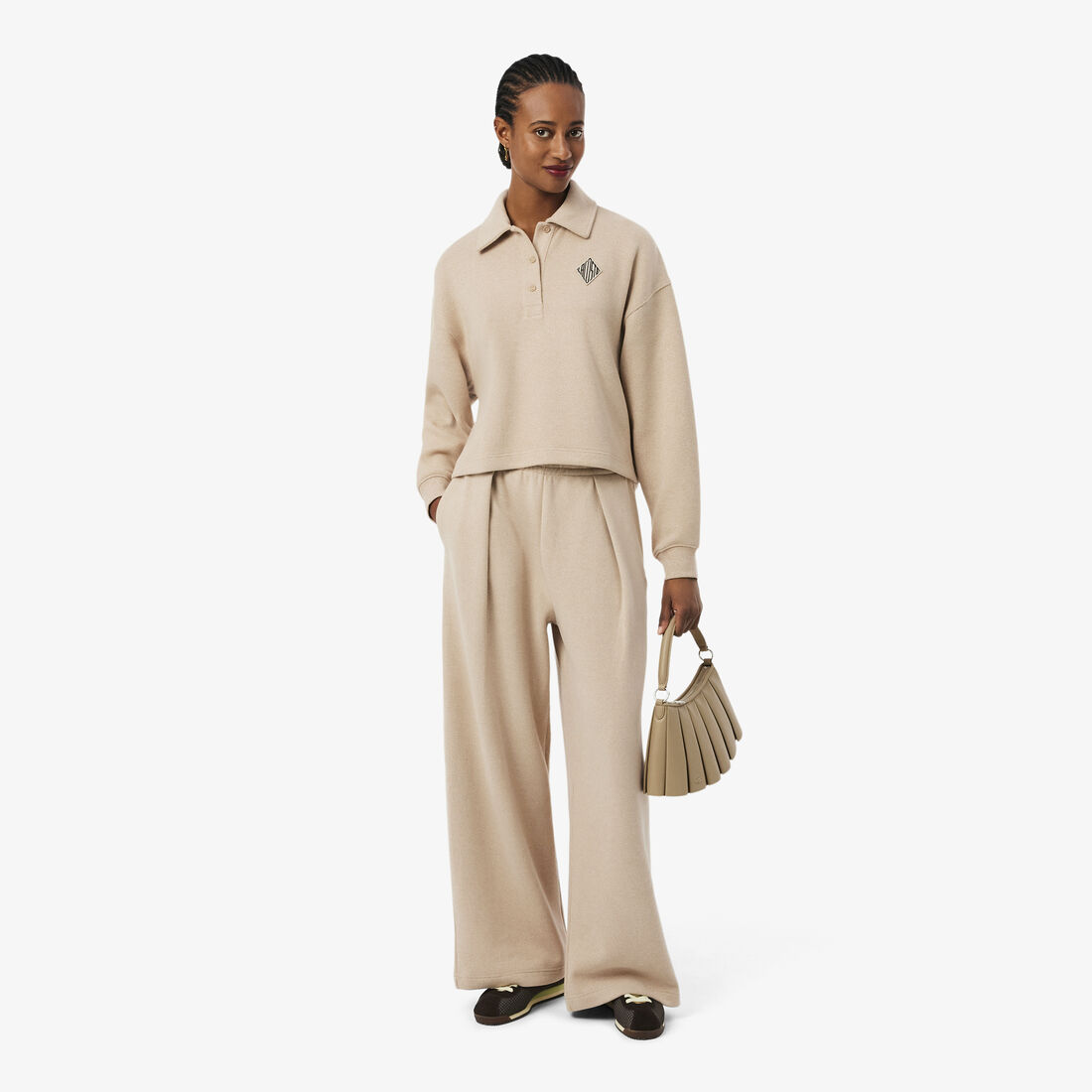 كنزة بولو مضلعة كبيرة الحجم كنزة بولو مضلعة كبيرة الحجم