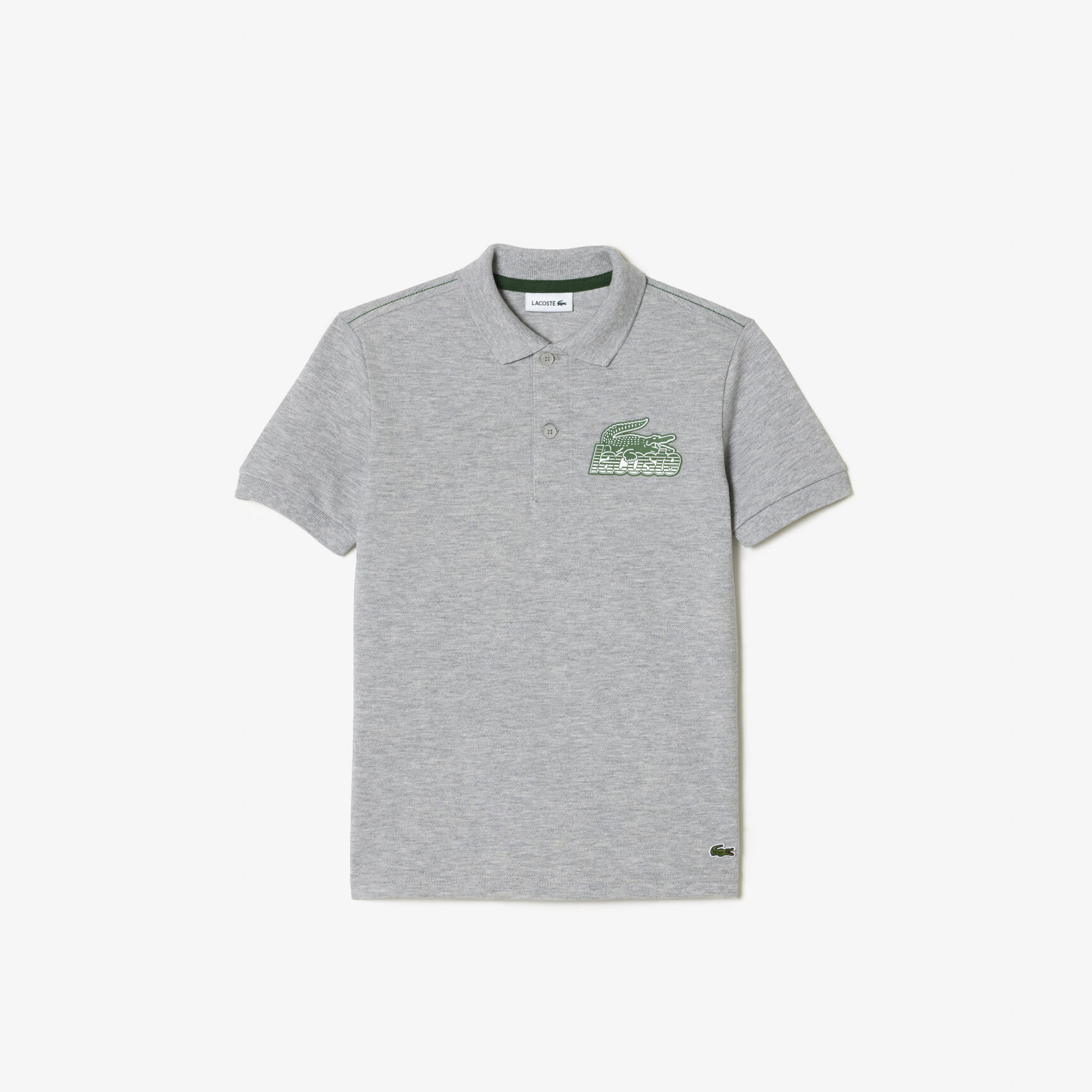 Kids' Lacoste Organic Cotton Contrast Print Polo Shirt Kids' Lacoste Organic Cotton Contrast Print Polo Shirt