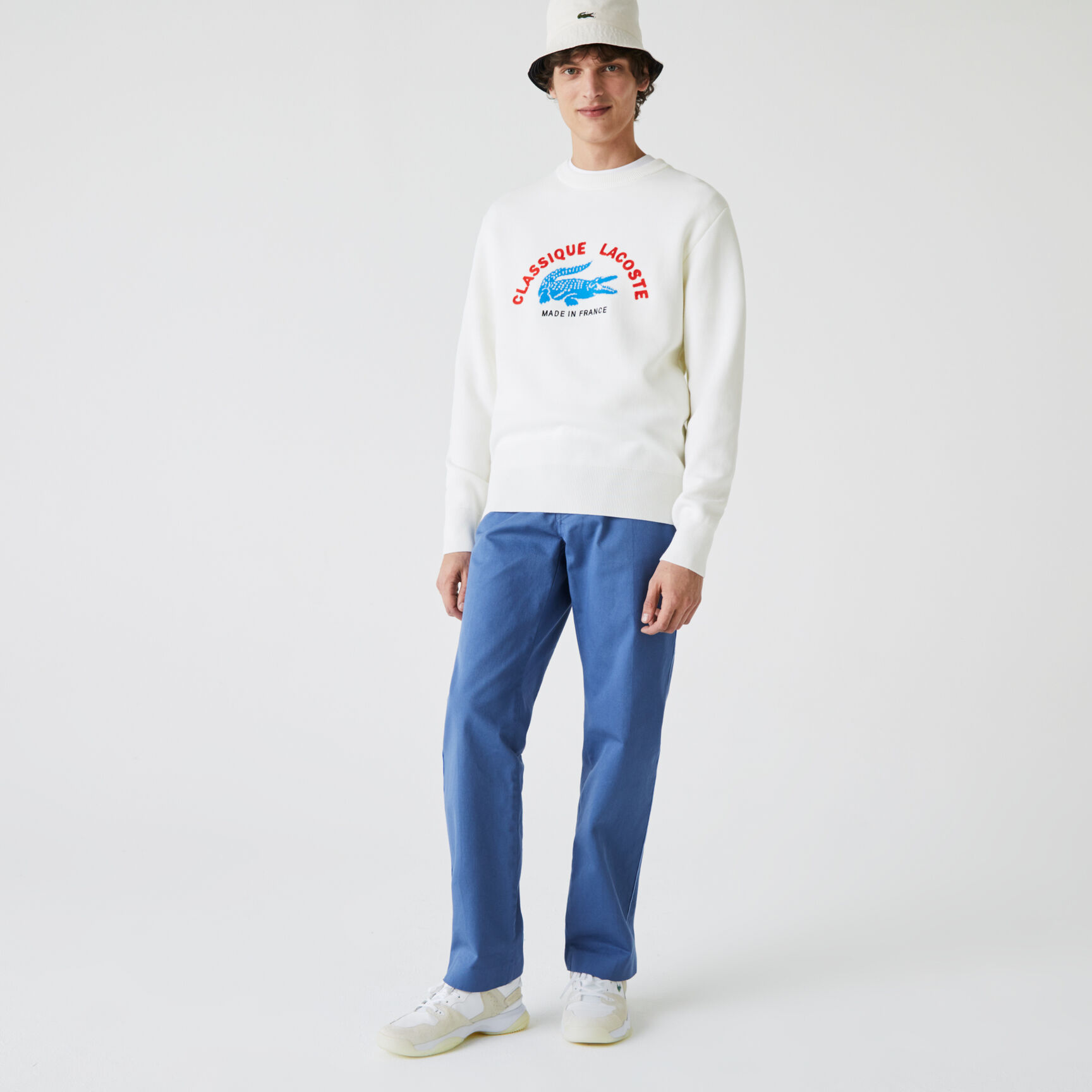 Men’s Made In France Crew Neck Embroidered Stretch Cotton Sweater Men’s Made In France Crew Neck Embroidered Stretch Cotton Sweater
