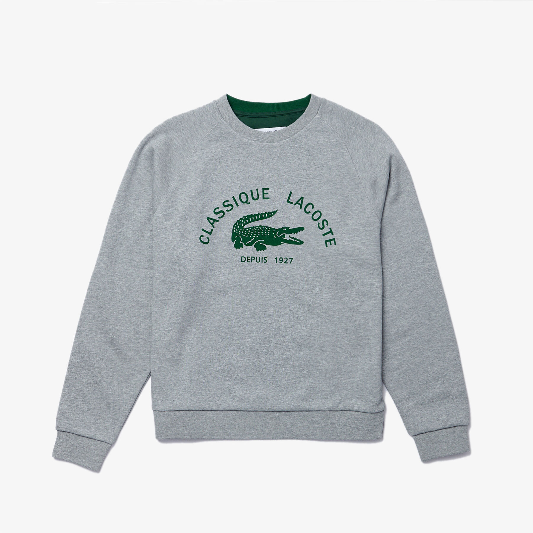 lacoste women s crew neck vintage print lightweight cotton fleece sweatshirt