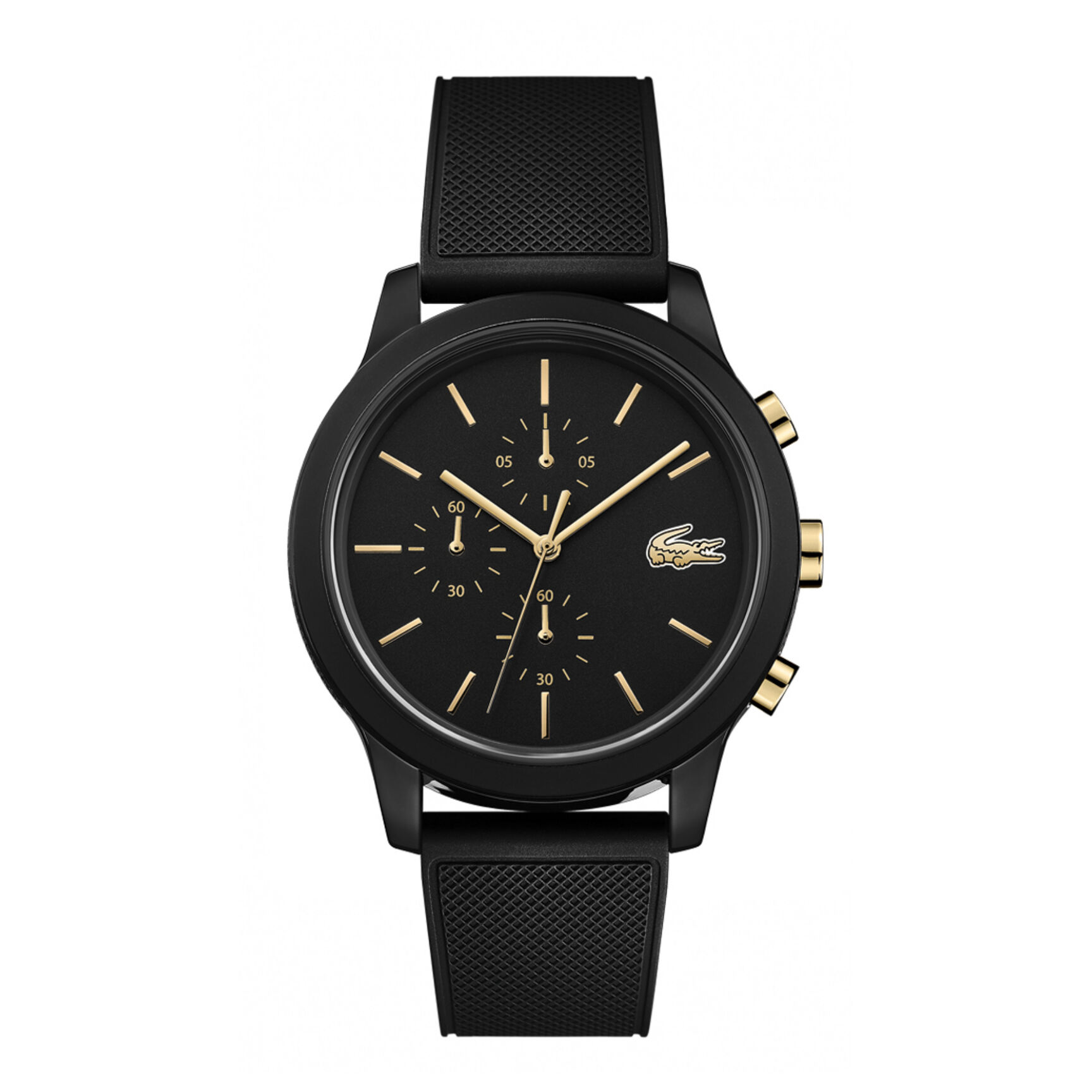 ساعة للرجال Lacoste.12.12 بسوار أسود سيليكون بتأثير البيتيه بيكيه ساعة للرجال Lacoste.12.12 بسوار أسود سيليكون بتأثير البيتيه بيكيه